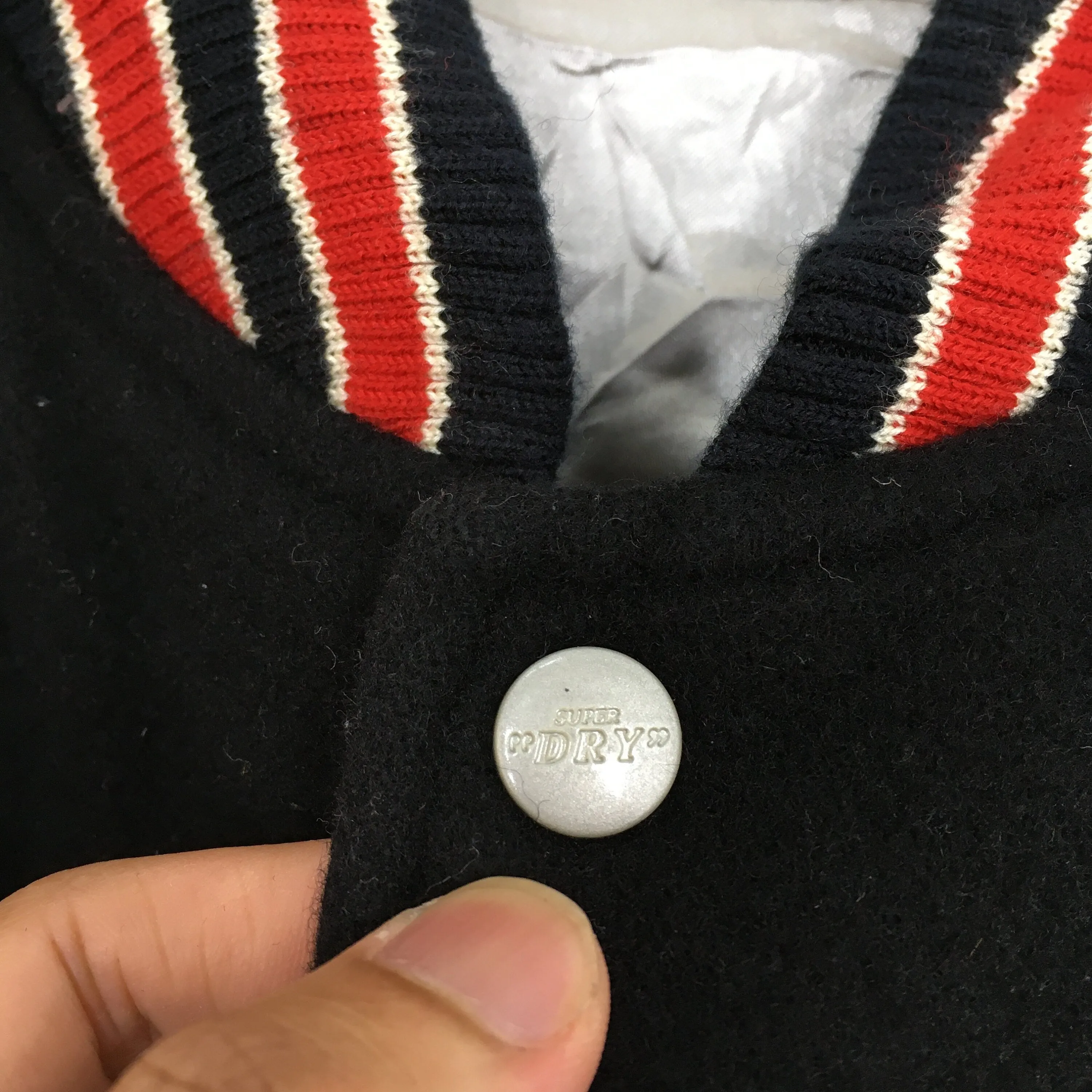 Superdry Japan Varsity Wool Leather Jacket Large