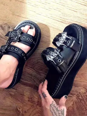 Toleet Bat Double Buckle Platform Sandals
