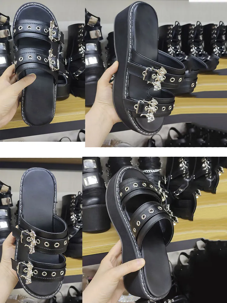 Toleet Bat Double Buckle Platform Sandals