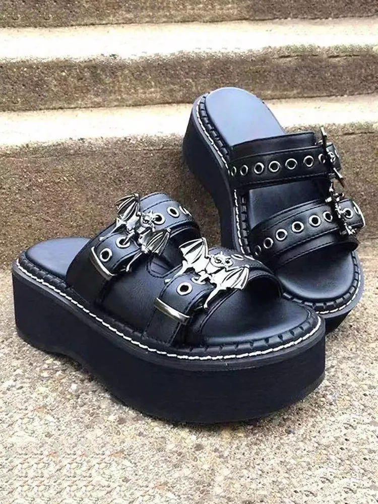 Toleet Bat Double Buckle Platform Sandals