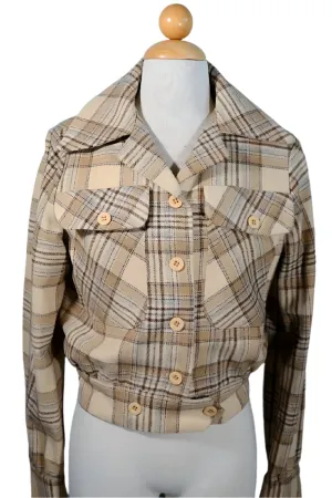 Trousers Up 70s Wool Plaid Bomber Jacket M