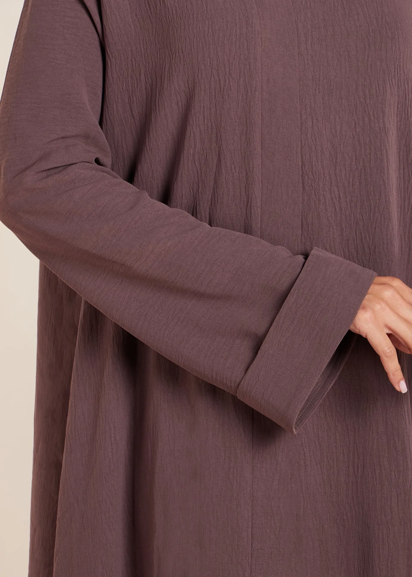 Two Piece Open Abaya with Slip Coffee