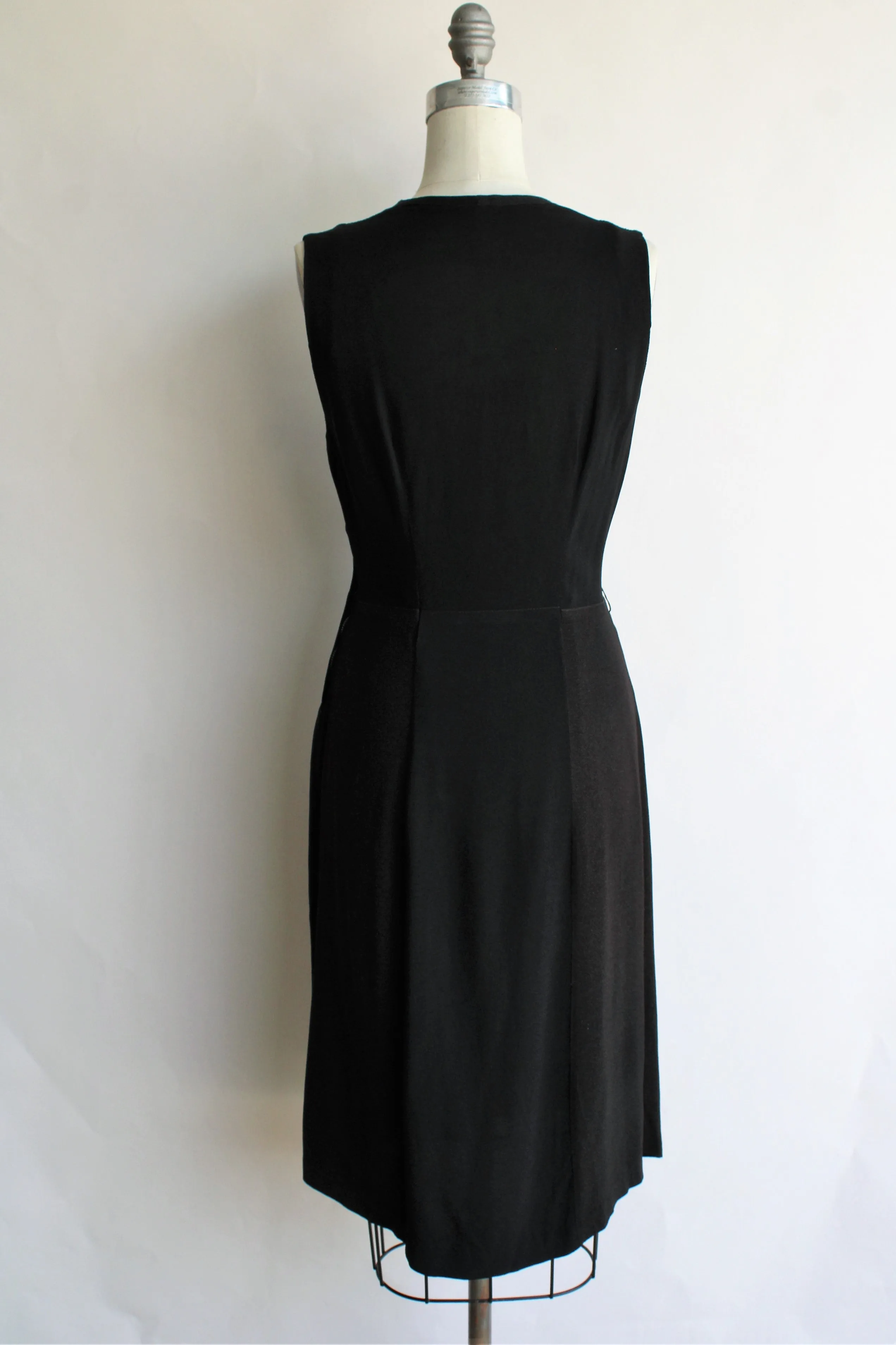 Vintage 1940s Black Rayon Sleeveless Dress