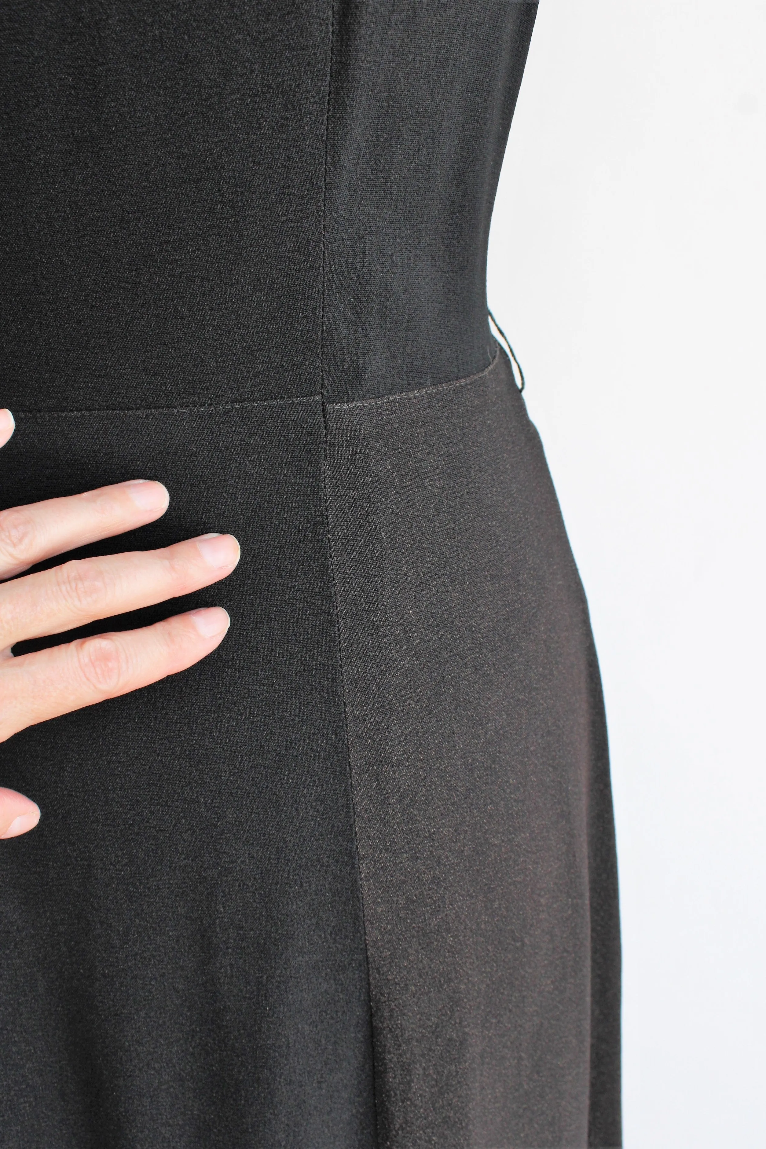 Vintage 1940s Black Rayon Sleeveless Dress