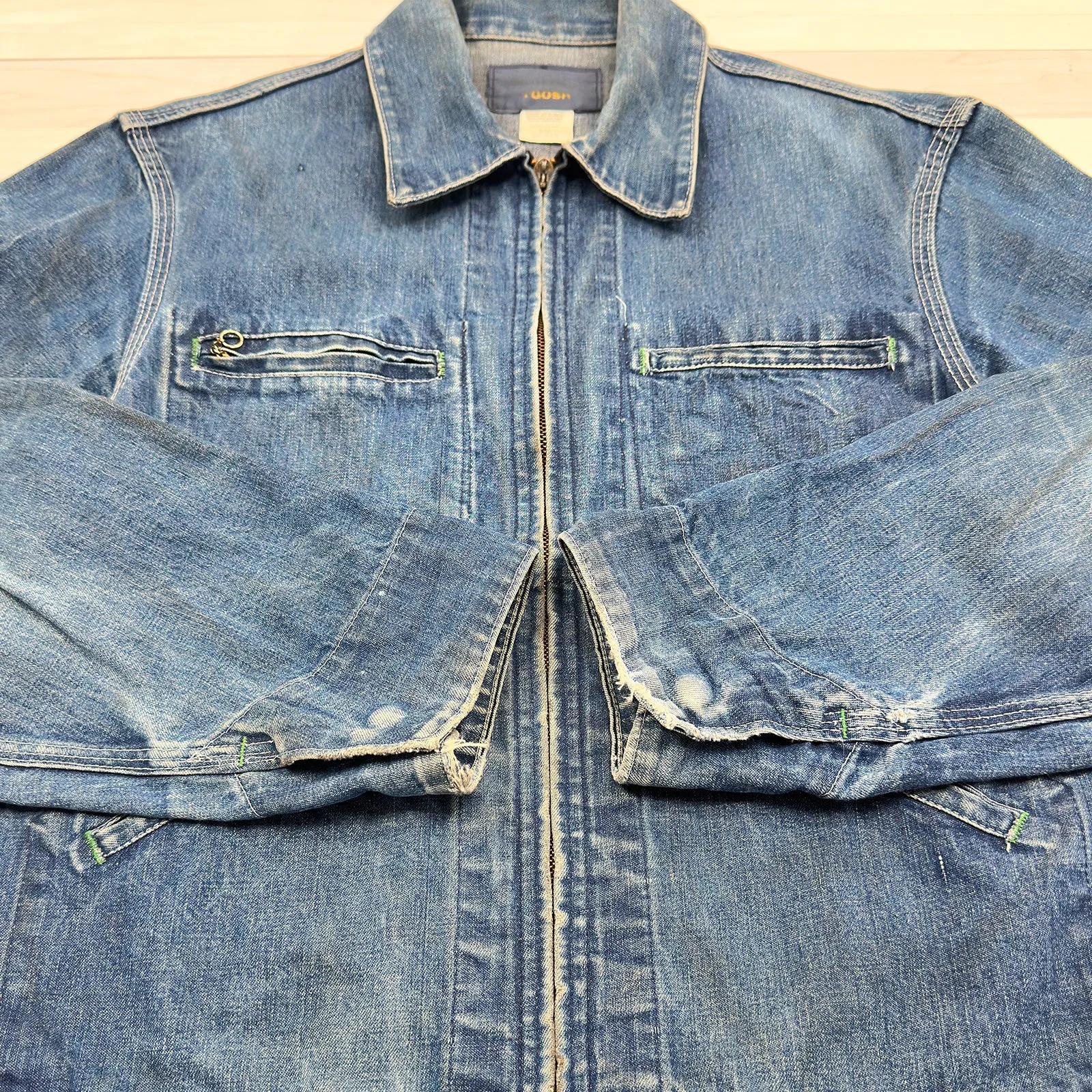 Vintage Oshkosh B’Gosh Full Zip Denim Jean Jacket Union Made in USA - 38 (Small)