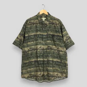 Vintage Summer Hawaiian Bamboo Printed Rayon Shirt Large