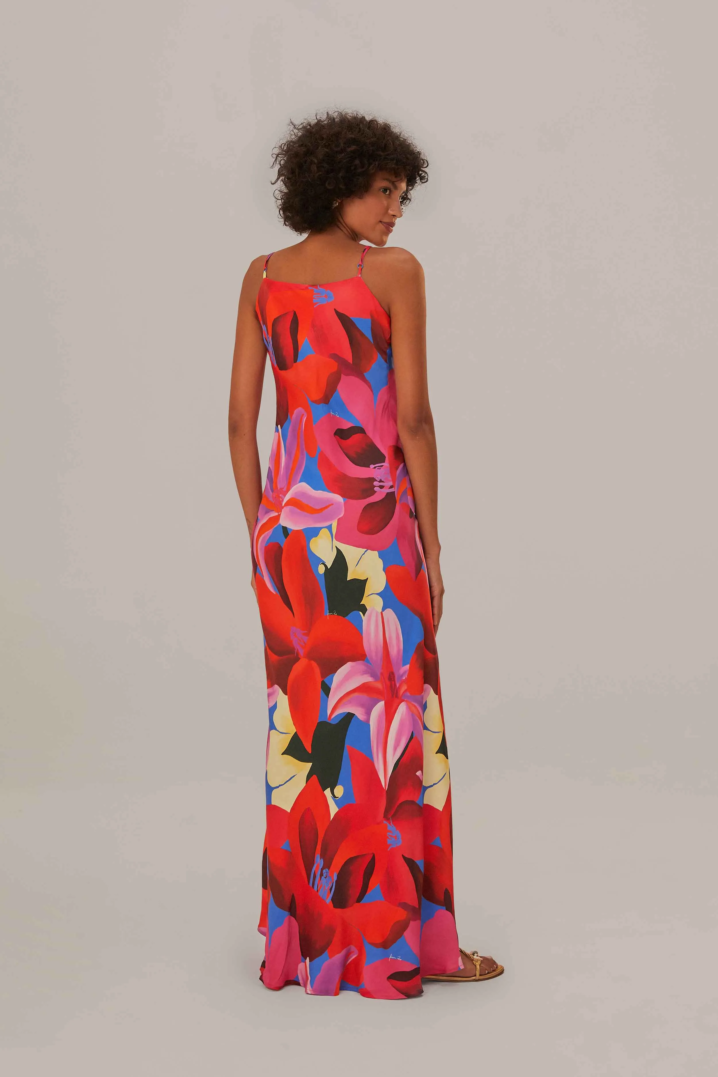 Watercolor Floral Blue Slip Dress