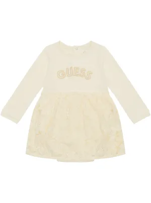 White Long Sleeve Mini Dress (0-12M)