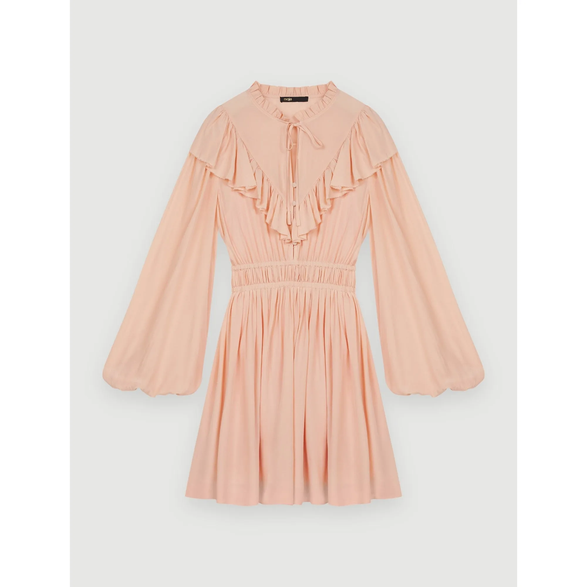 Women Ruffled Short Dress - Pale Pink