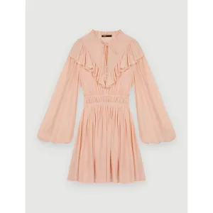 Women Ruffled Short Dress - Pale Pink