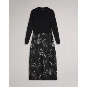 Women Wmd-Alettaa-Knit Bodice Slip Skirt Dress - Black