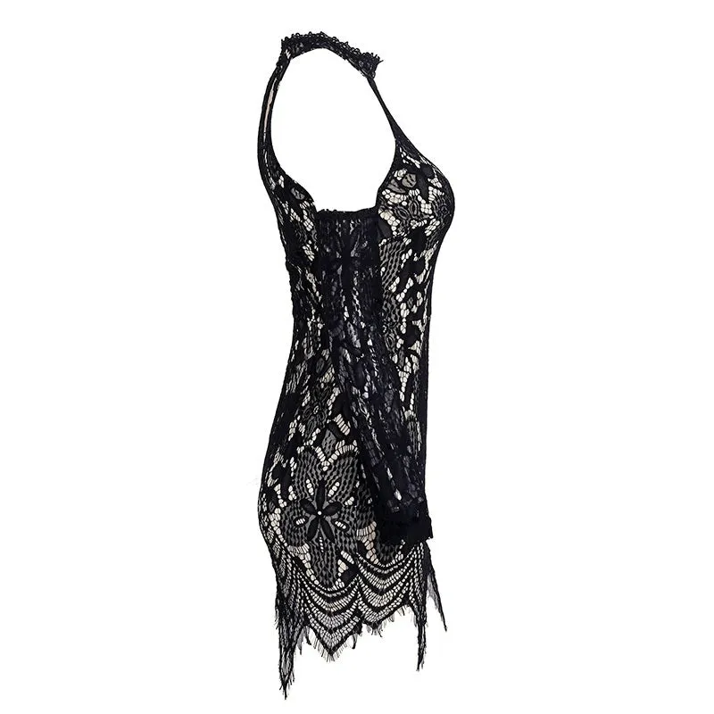 Women's Dress | Off-Shoulder Black Lace Dress | Women's Bodycon Dress