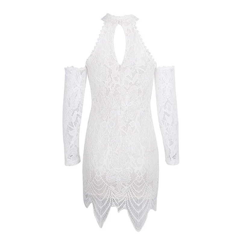 Women's Dress | Off-Shoulder Black Lace Dress | Women's Bodycon Dress