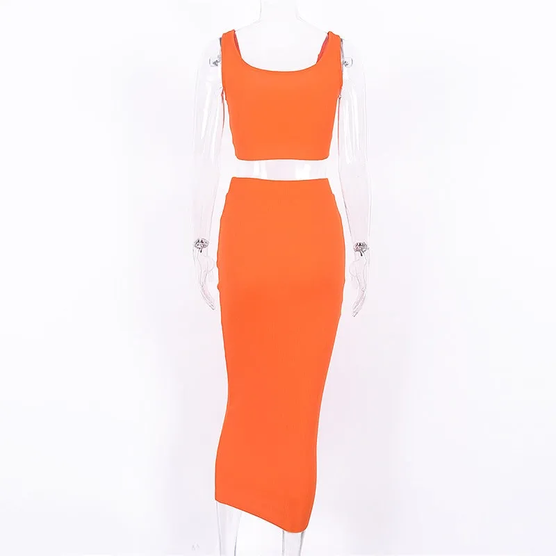 Women's Summer Elastic Two-Piece Slim Long Dress