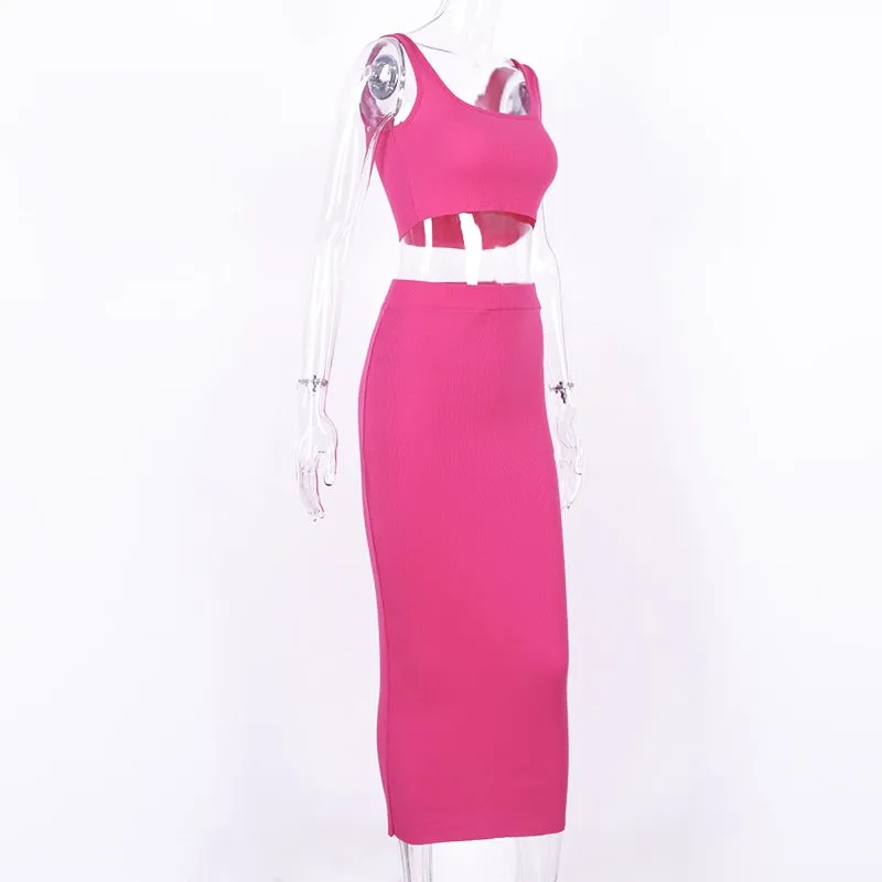 Women's Summer Elastic Two-Piece Slim Long Dress