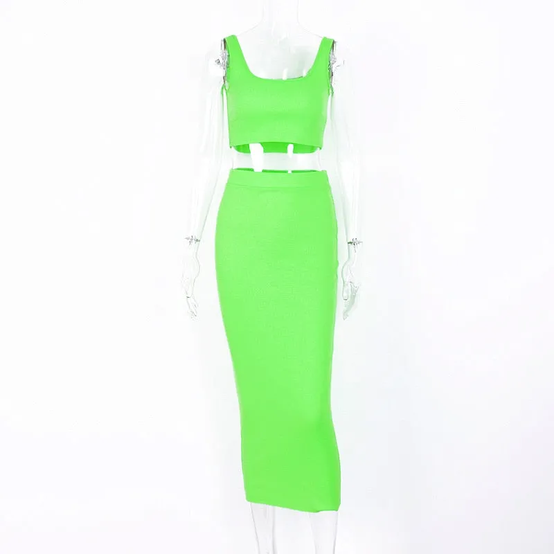 Women's Summer Elastic Two-Piece Slim Long Dress