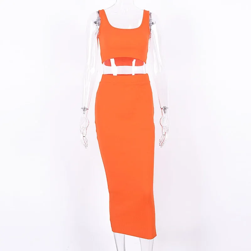 Women's Summer Elastic Two-Piece Slim Long Dress