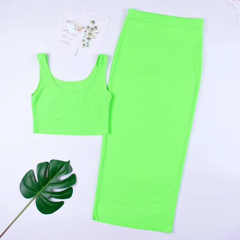 Women's Summer Elastic Two-Piece Slim Long Dress