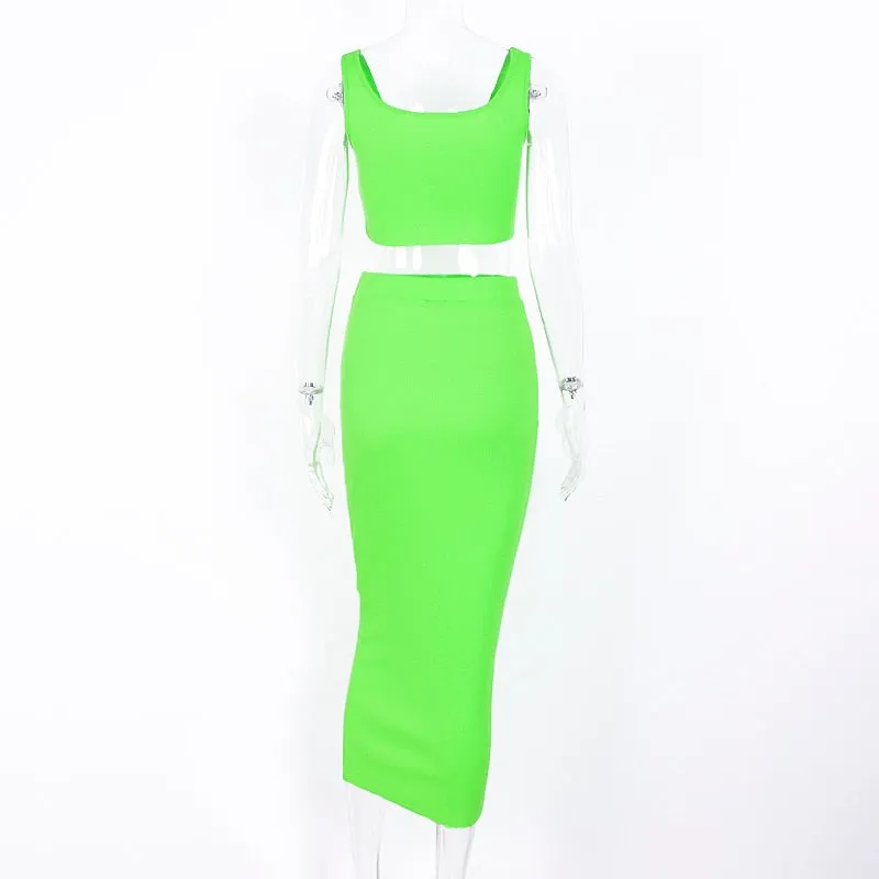 Women's Summer Elastic Two-Piece Slim Long Dress