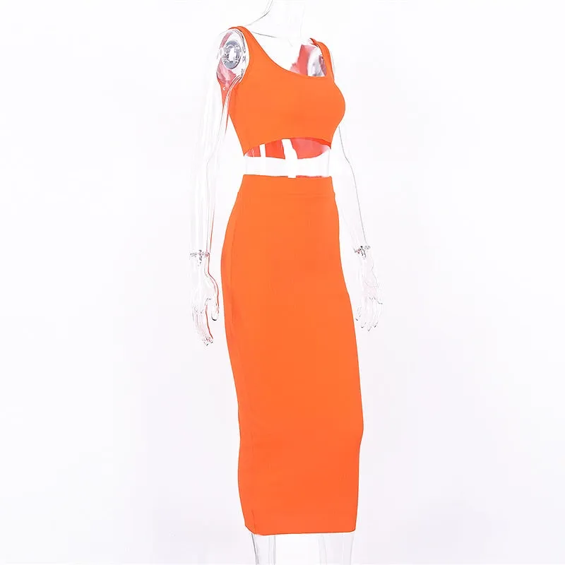 Women's Summer Elastic Two-Piece Slim Long Dress