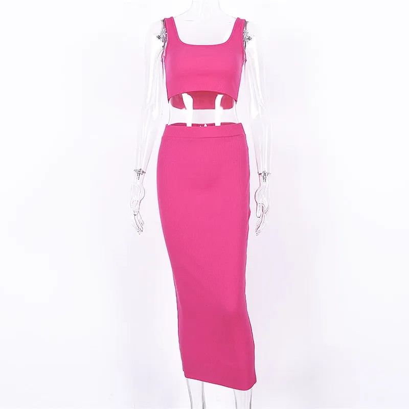 Women's Summer Elastic Two-Piece Slim Long Dress