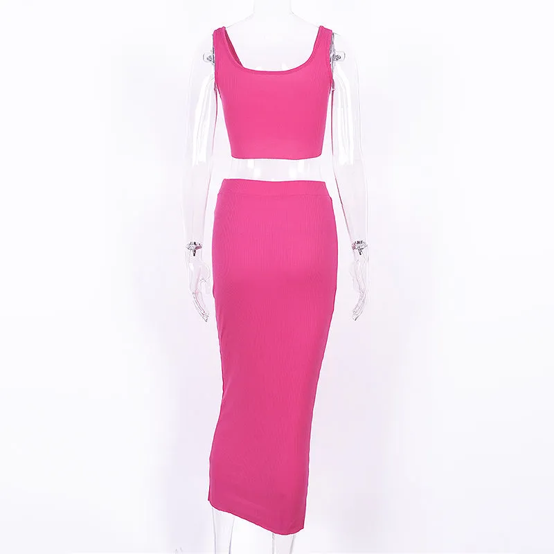 Women's Summer Elastic Two-Piece Slim Long Dress
