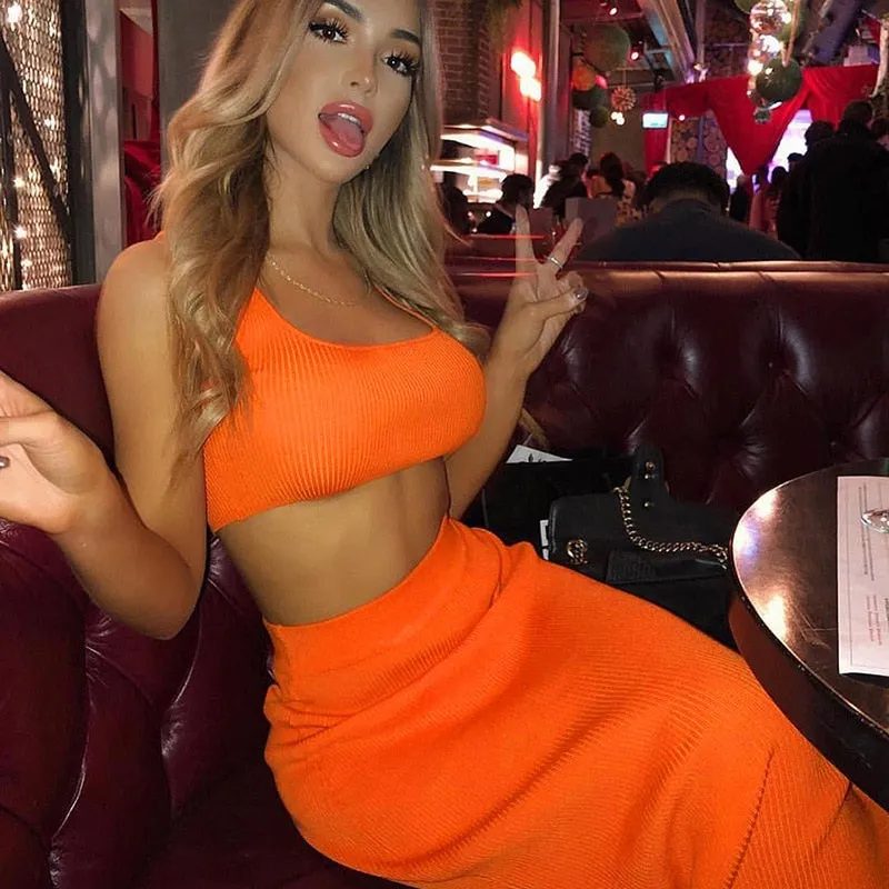 Women's Summer Elastic Two-Piece Slim Long Dress