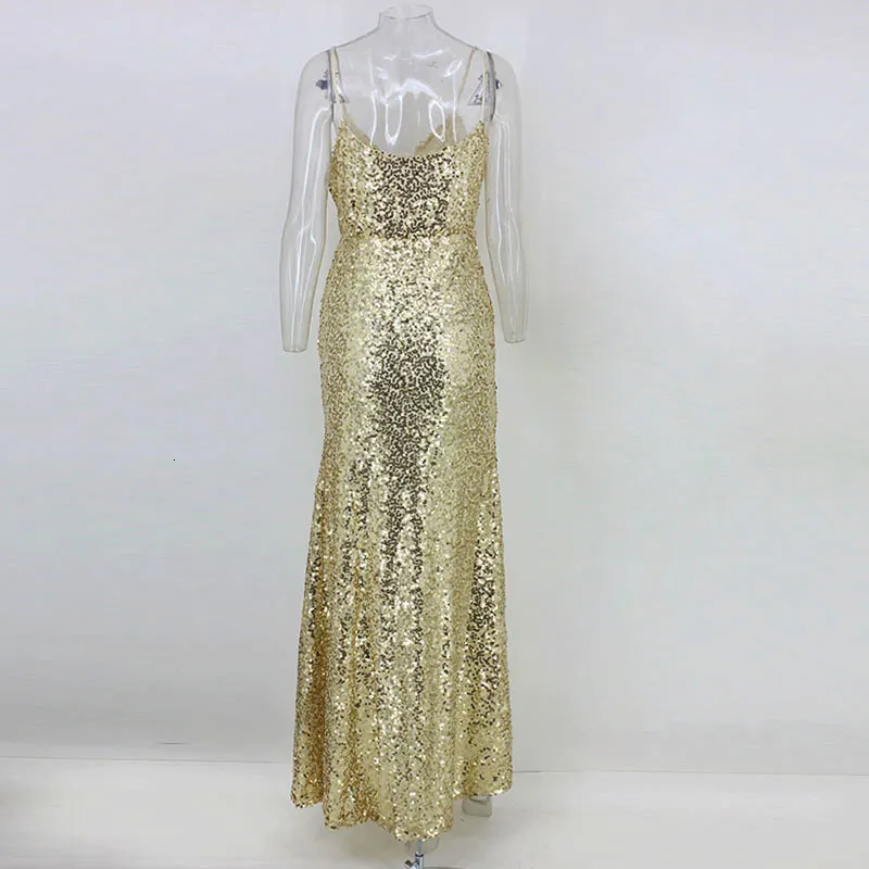 Women's Summer Sequin Sheath V-Neck Long Dress