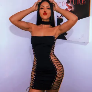 Women's Summer Sleeveless Lace-Up Sheath Mini Dress