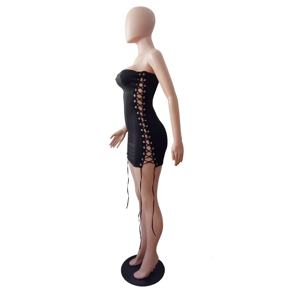 Women's Summer Sleeveless Lace-Up Sheath Mini Dress