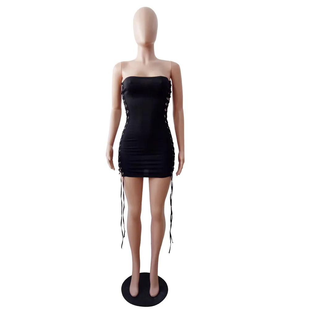 Women's Summer Sleeveless Lace-Up Sheath Mini Dress