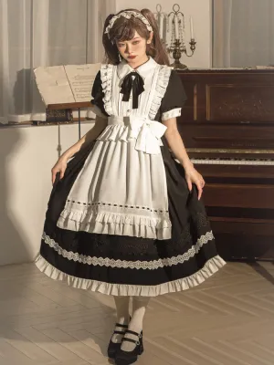 Your Princess~Maid Lolita Puff Sleeve Black Dress